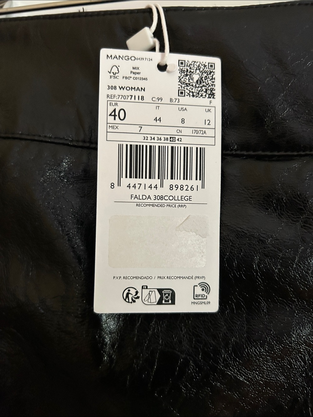Mango Black Faux Leather Straight Skirt